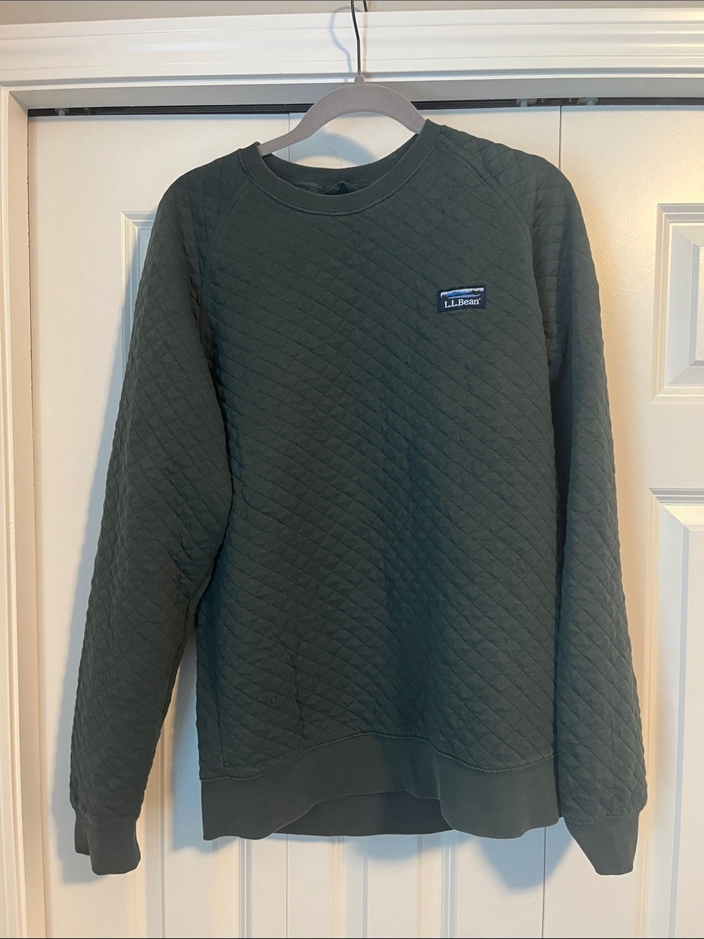 L.L. Bean Men's Quilted Crewneck Sweatshirt - Forest Green